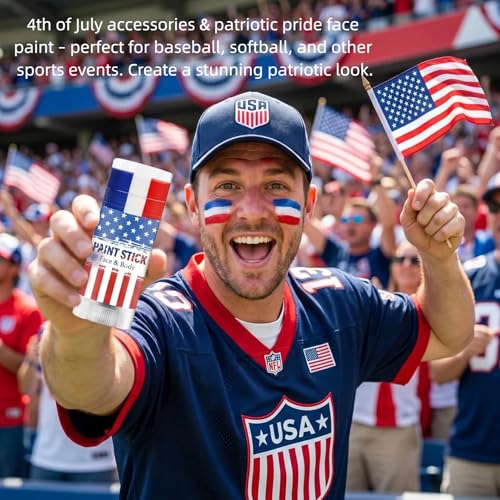 Patriotic 3-in-1 Face & Body Paint Sticks - Waterproof Red White Blue USA Flag