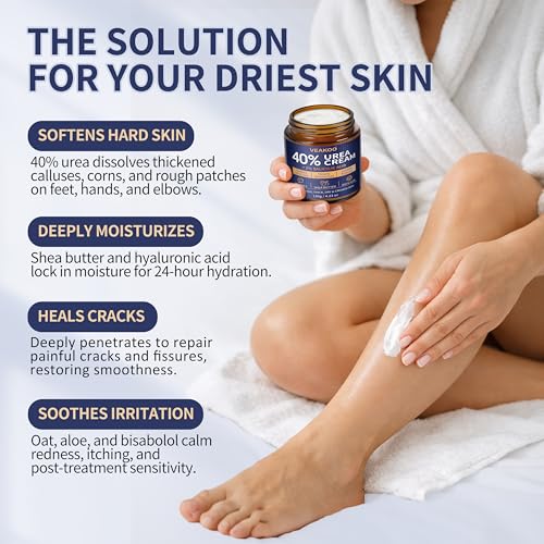 Veakoo 40% Urea Foot Cream with 2% Salicylic Acid for Dry Cracked Heels