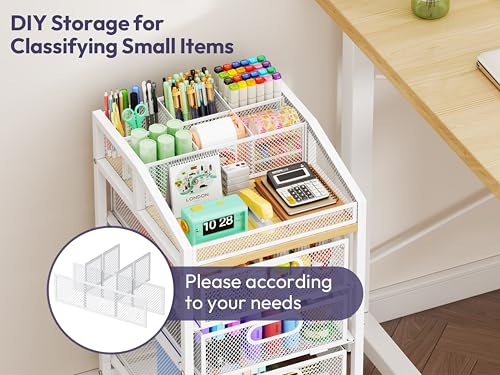 Rolling Utility Cart with Drawers - Under Desk Storage
