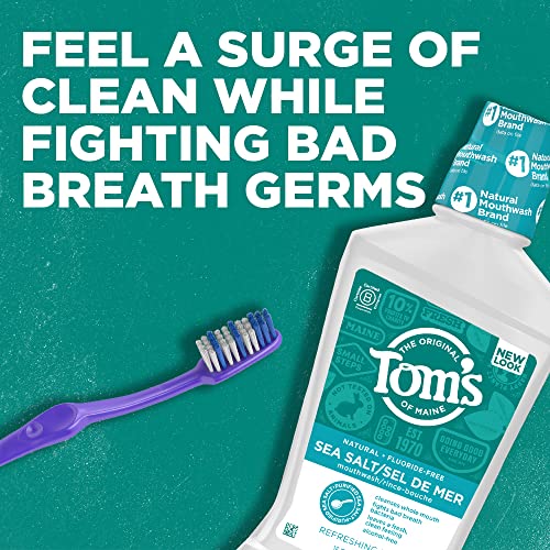 Tom's of Maine Sea Salt Fluoride Free Mouthwash, Mint, 3 Pack, 16 fl