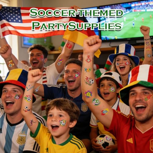 UV Glow Soccer Ball Temporary Tattoos, 60Pcs Waterproof
