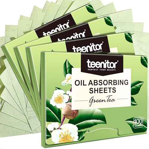 Teenitor Oil Blotting Sheets for Face, 400 Sheets Green Tea Oil Absorbing Sheets Blotting Paper for Oily Skin, Oil Absorbent Pads Face Oil Wipes Oil Sheets for Women, Oil Control Film Large 10cmx7cm