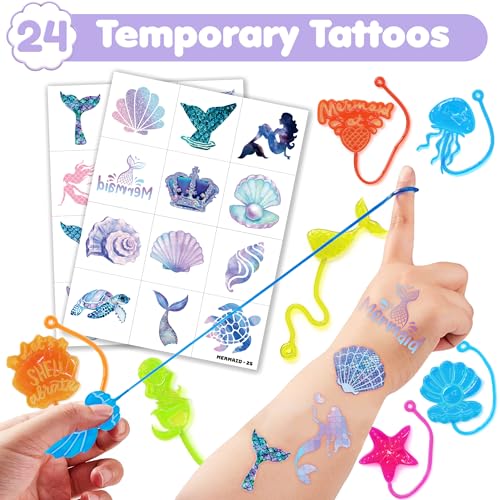 48 Pc Mermaid Party Favors - Stick Hands & Tattoos