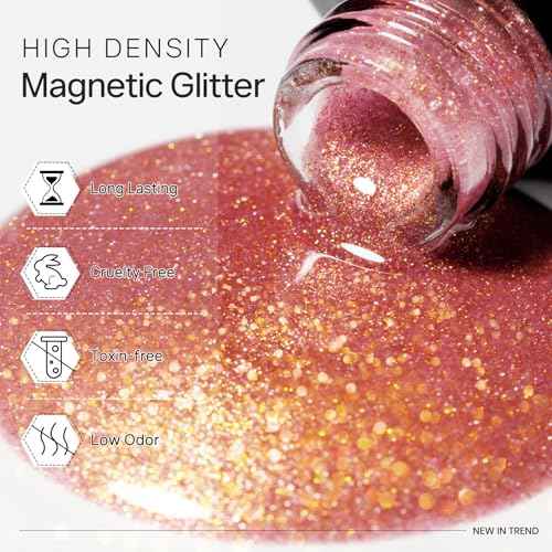 MIZHSE Cat Eye Gel Nail Polish, Magnetic Gel Polish Set with Magnet, Shimmery Cateye Effect Neon Pink Green Purple Colors Soak Off Nail Art Manicure Home Gift for Ladies