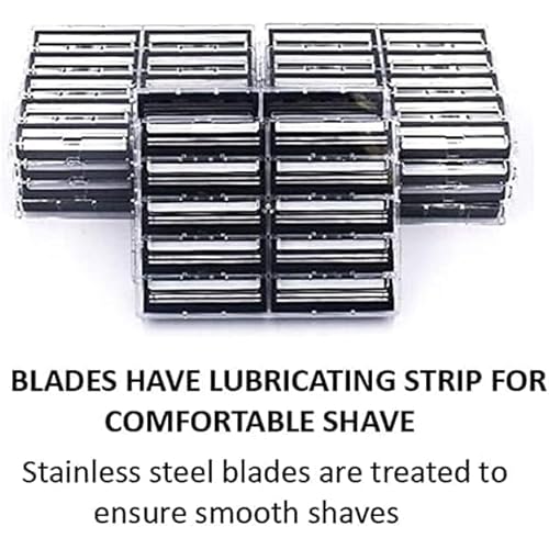 ** 200 Count ** Taconic Shave Twin Blade Razor Refill Cartridges with Lubricating Strip - Compatible with Gillette Trac 2, Gillette Atra, Vector and Contour Razor Handles -Made in The USA