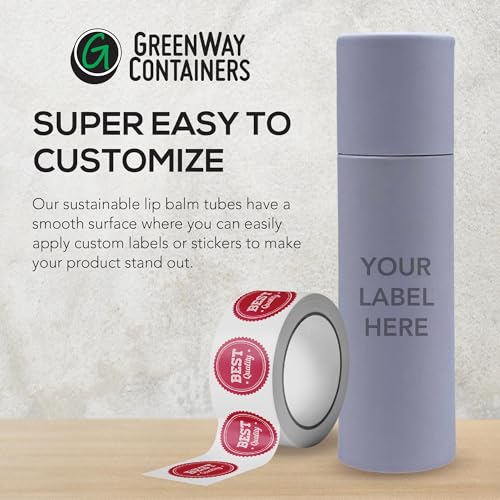 GreenWay 0.3oz / 8.5g Kraft Paperboard Lip Balm Tubes with Lids - 50 Pack Lip Gloss Tubes Refillable DIY Cosmetic Containers - Lip Balm Containers Chapstick Tubes Empty Holder Tubes - Brown