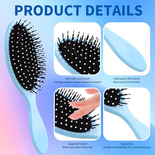 Dismok 8-Pack Wet & Dry Detangling Hair Brushes with Soft Bristles & Anti-Slip Handle