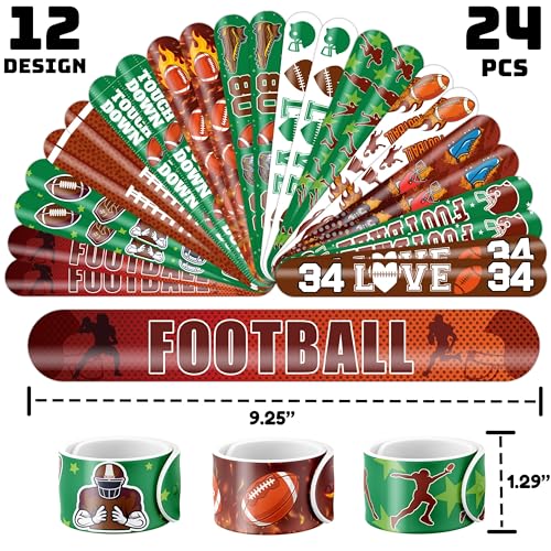 72PCS Football Party Set - 48PCS Temporary Tattoos & 24PCS Slap Bracelets - Sports-Themed Birthday Supplies, Baby Shower Gifts, Classroom Rewards & Party Decor for Kids (Boys & Girls)