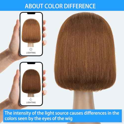 Brown Bob Wig Human Hair 13x6 Hd Lace Front Human Hair Wigs For Black Women Glueless Lace Front Wigs Pre Plucked 180% Density Short Straight Bob Wig 12 Inch