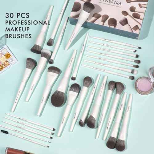 30 Pcs Pro Grade Makeup Brushes Set with Dense Ultra Soft Bristle,Elegant Design Luxury Make up Brushes for Foundation,Face Blending Powder, Contour, Bronzer,Highlight, Concealer, Eyeshadow