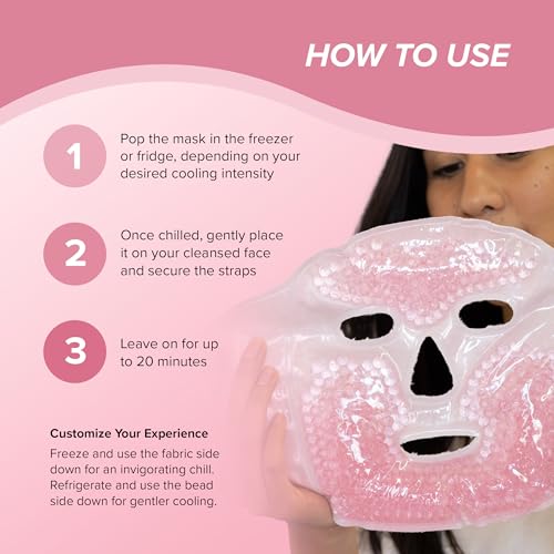 SKIN GYM CryoChill Ice Beaded Face Mask, Reusable Cooling Gel Bead Mask for Puffiness and Headache Relief