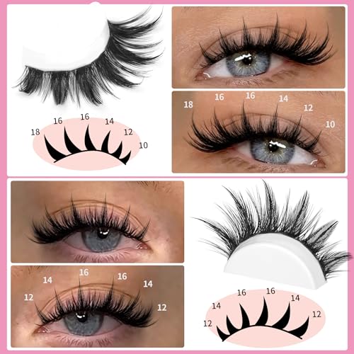 Doll Lash Clusters Manga Eyelash Extensions Cosplay Spiky Individual Lashes Extensions Anime Eyelash Clusters 168Pcs 10MM-18MM Thick Natural DIY Clusters