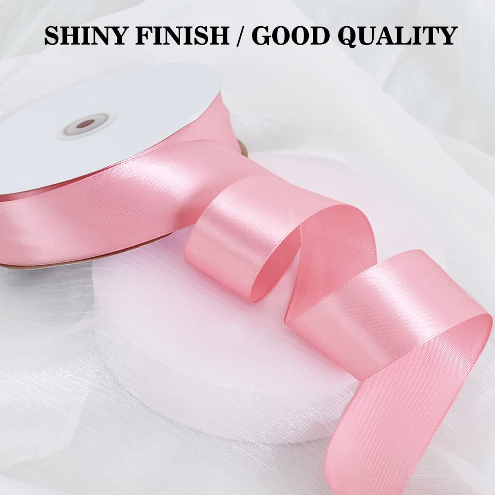 TONIFUL 1-1/2 Inch (40mm) x 100 Yards Rose Gold Wide Satin Ribbon Solid Fabric Ribbon for Gift Wrapping Chair Sash Valentine's Day Wedding Birthday Party Decoration Hair Floral Craft Sewing