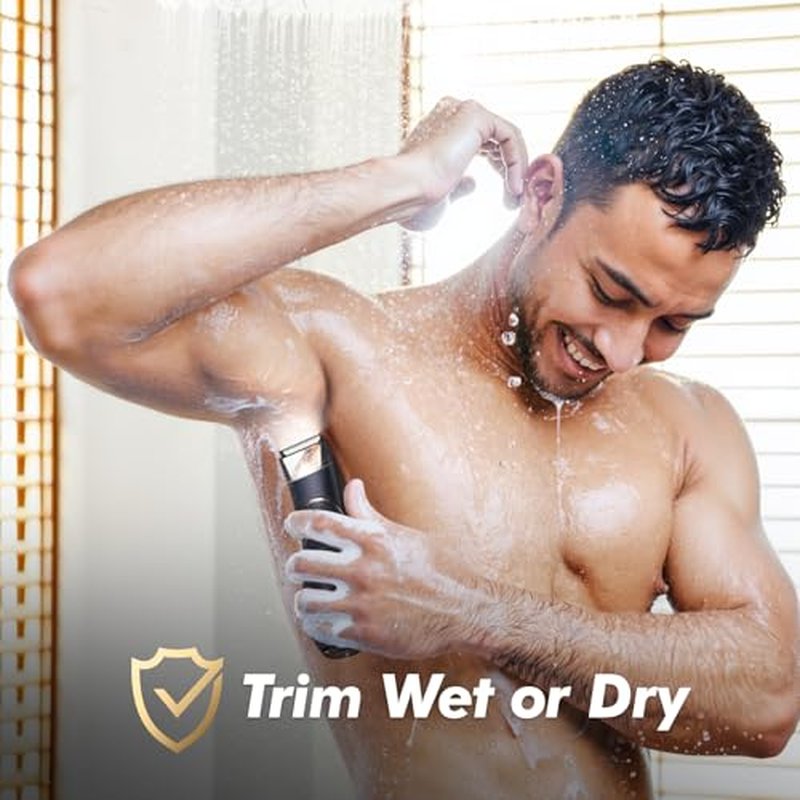 Advanced Body Hair Trimmer for Men with LED & Mirror - IPX7 Waterproof