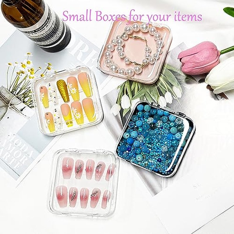12pcs Clear Acrylic Press On Nail Storage Box Set with Adhesive
