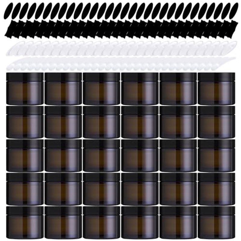 120Pc Amber Glass Jars with Lids & Liners for Cosmetics