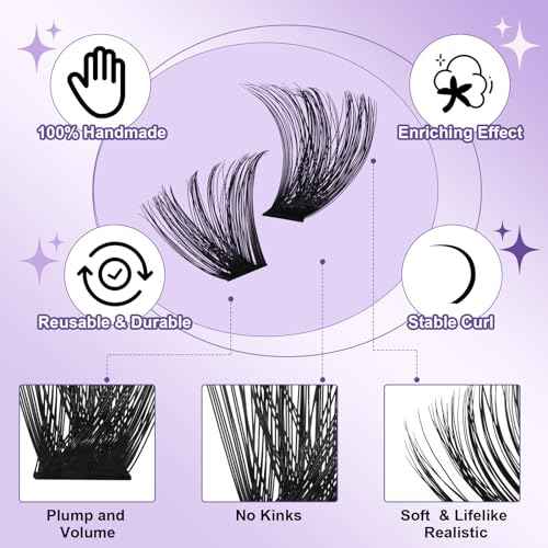 B&Q Volume Lash Clusters 70D+90D, Supersoft Eyelash Clusters 10-18mm, D Curl Cluster Eyelash Extensions, Wispy Cat Eye Lashes Fluffier Individual Lashes for Beginners£¨70D+90D£©