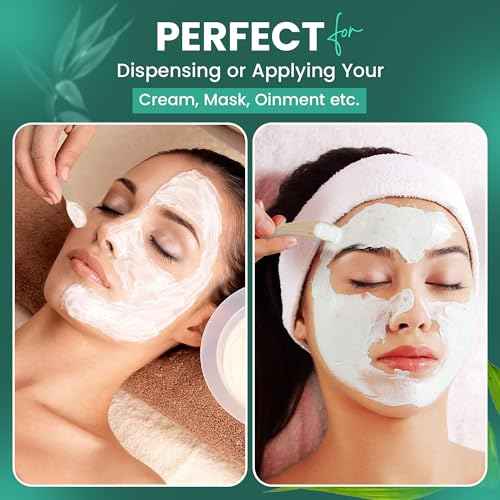 Bamboo 50-pack Cosmetic Facial Makeup Spoon Spatula Mini Makeup Spatula, Biodegradable Compostable Cosmetic Cream Spatulas Spoon, Skincare Scoop Applicator Facial Massage Beauty Tools BPA FREE