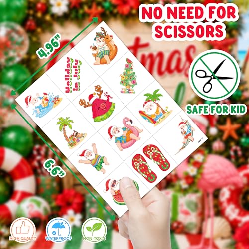96 PCS Christmas Tropical Temporary Tattoos for Kids