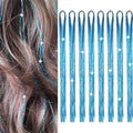 Hair Tinsel 8 Pack 1600 Strands 50" Lake Blue Heat Resistant