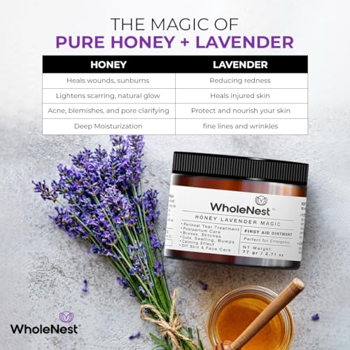 Honey Lavender Perineal Balm | Multi-Purpose Natural Healing Balm | Ideal for Postpartum, Kitchen Burns, Ingrown Toenails & After-Birth Recovery | Gentle Botanical Family Care ? 2.71 oz