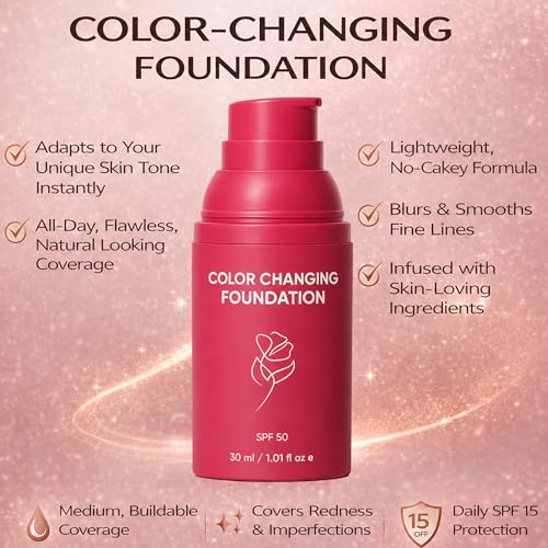 Korean Color Changing Foundation for Mature Skin, SPF 50, 30ML