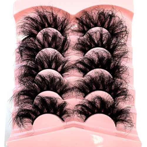HBZGTLAD 5 Pairs 25mm 10D Faux Mink Lashes Bulk Fluffy Natural False Eyelashes Thick Dramatic Faux Mink Eyelashes Makeup tools Wholesale (QD-7)