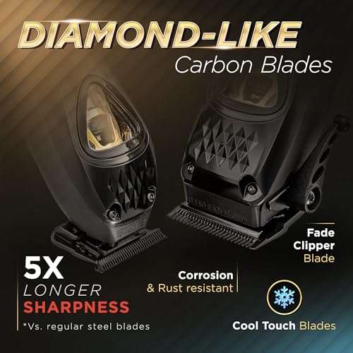 Fagaci Professional Hair Clippers & Trimmer Set - 12000 RPM, DLC Blades, Zero Gap