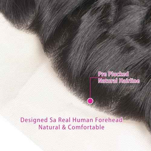 13x4 Lace Frontal Closure Deep Wave, 180% Density, 100% Brazilian Virgin Human Hair Ear to Ear HD Lace Frontal Pre Plucked Natural Black Color (13x4 Deep Wave, 20 Inch)