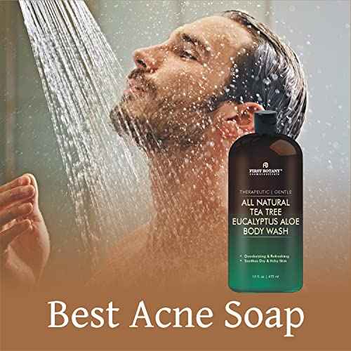 First Botany, ALL Natural Body Wash - Fights Body Odor, Athlete's Foot, Jock Itch, Nail Issues, Dandruff, Acne, Eczema, Shower Gel for Women & Men, Skin Cleanser -16 fl oz (Tea Tree Eucalyptus)