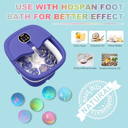 HOSPAN Essential Oil Foot Bath Bombs - 12 Pack Moisturizing Foot Spa Soak