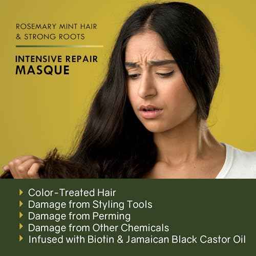 Sunny Isle Rosemary Mint Hair and Strong Roots Masque 16oz | Infused with Biotin and Jamaican Black Castor Oil | Double Growth Formula