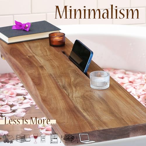 Acacia Wood Bathtub Tray Caddy with Adjustable Legs
