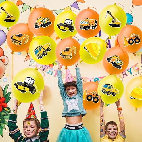 72pc Construction Party Favors - Tattoos & Punch Balloons
