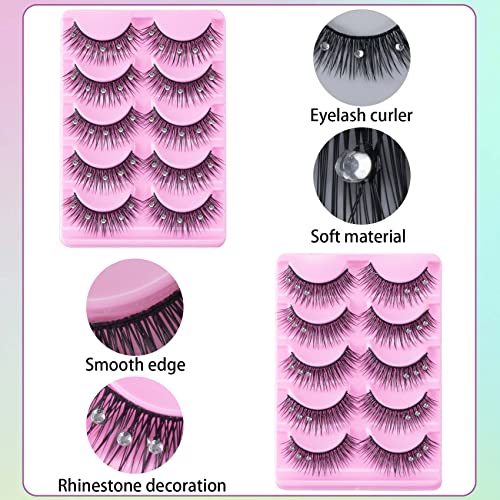 Rhinestone False Eyelashes - 20pc Diamond Faux Mink Lashes