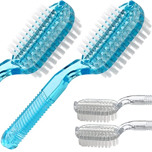 Two-Sided Nail Brush Set - 4 Pcs Ergonomic Fingernail & Foot Scrub Brushes