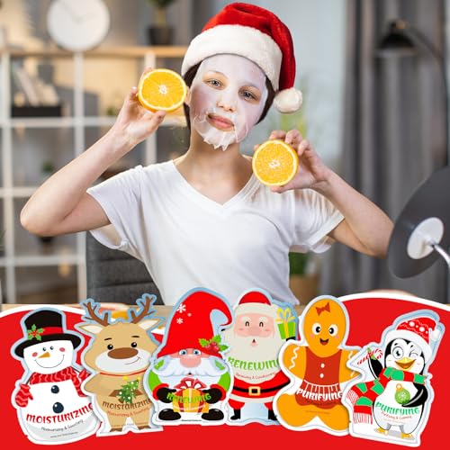 Timgle 48 Pcs Christmas Stocking Stuffers Bulk Facial Masks Skincare Face Sheet Masks Holiday Gifts for Women, Fragrance Hydrating Face Mask Spa Gifts Bulk for Coworker Adults Stocking Stuffer