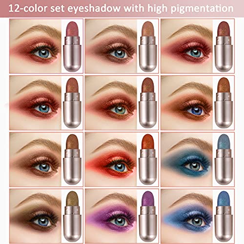 Boobeen 12 Color Eyeshadow Palette - Pigmented Eye Shadow Stick