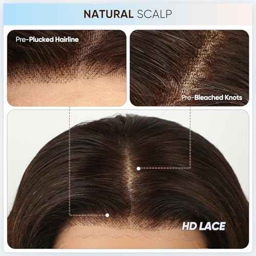 Chocolate Brown Lace Front Wig,13x6 HD Brown Body Wave Lace Frontal Wigs Human Hair Pre Plucked with baby hair, 210% Density Colored brown wig human hair for Women 22 inch