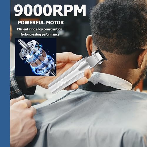 KEMEI Hair Trimmer for Men, Coldless Hair Clippers for Men Professional 9000 RPM Mens Hair Trimmer with LED Display Zero Gap Trimmers for Barbers Ceramic and DLC Blades KM-3023-702