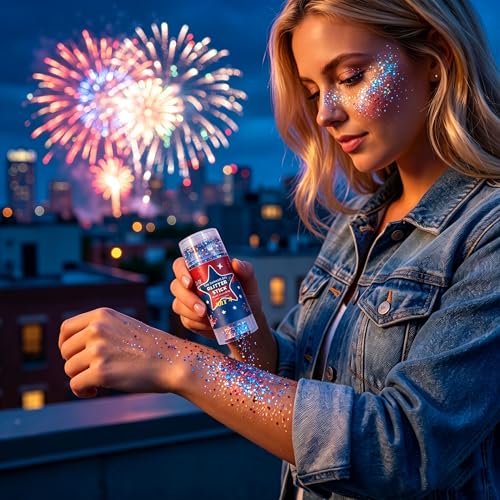 Patriotic Red White Blue Glitter Stick - Waterproof Face & Body