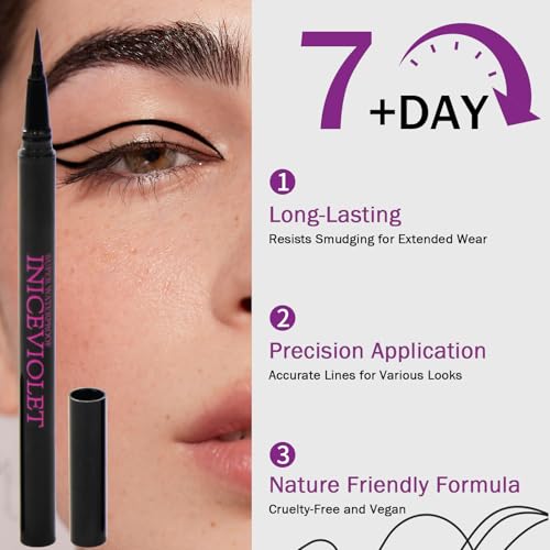 Waterproof Liquid Eyeliner Pen 2 Pack - Ultra Fine Felt Tip Black