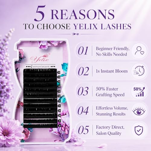 Yelix Easy Fan Lash Extensions B/C/CC/D Curl 8-15mm
