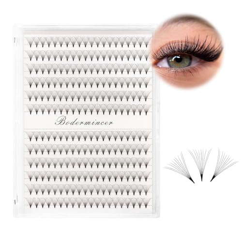 Short Stem Nature Long 10D Premade Fans Dramatic Volume Eye Lashes Extensions Thickness 0.07mm D Curl Soft and Light Weight Individual False Eyelashes Cluster (16mm)