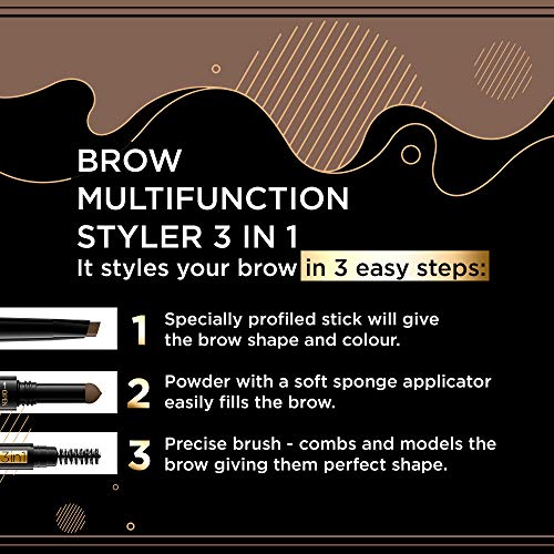 Eveline Brow Styler 3-in-1 Medium Brown Eyebrow Pen
