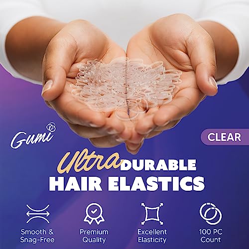 Gumi good Ouchless Clear Hair Elastics – Small 3/4 inch (Pack)