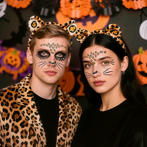 Glitter Animal Face Tattoo Stickers - 2 Sheets Halloween Costume