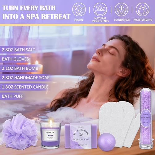 Valentines Day Gifts for Women, Spa Gifts Basket for Women, 21pcs Lavender Bath and Body Gift Basket, Self Care Gifts, Facial Skin Care Set, Birthday Gifts for Mom, Wife, Girlfriend, Sister