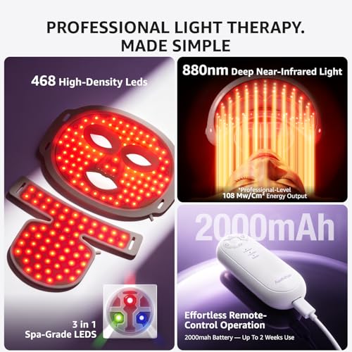 Aesthifae Red Light Therapy Mask - 468 LED Face, Neck & Chest