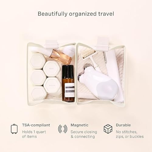 Cadence Parcel - Clear Kit with Magnetic Closure - Durable and Leak-Resistant Travel Toiletry Kit - TSA-Compliant & Modular Design - Hygiene Bag for Travel Essentials - .5 Qt - Pebble